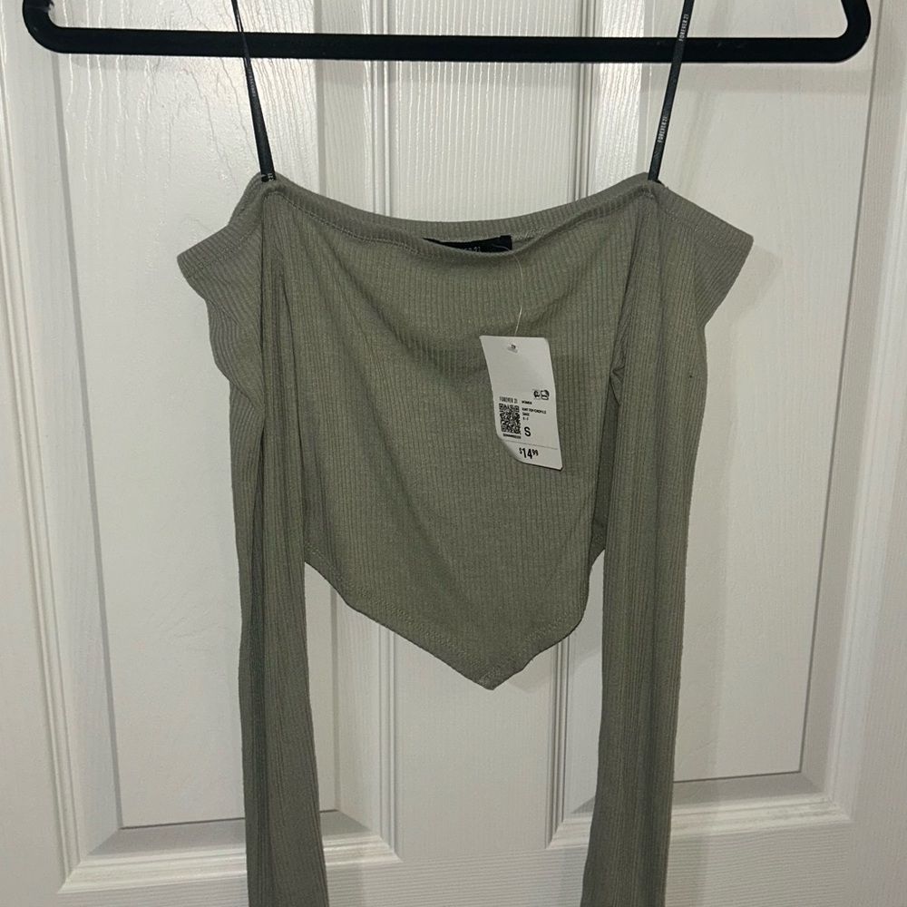 Stylish Olive Green Off-Shoulder Top